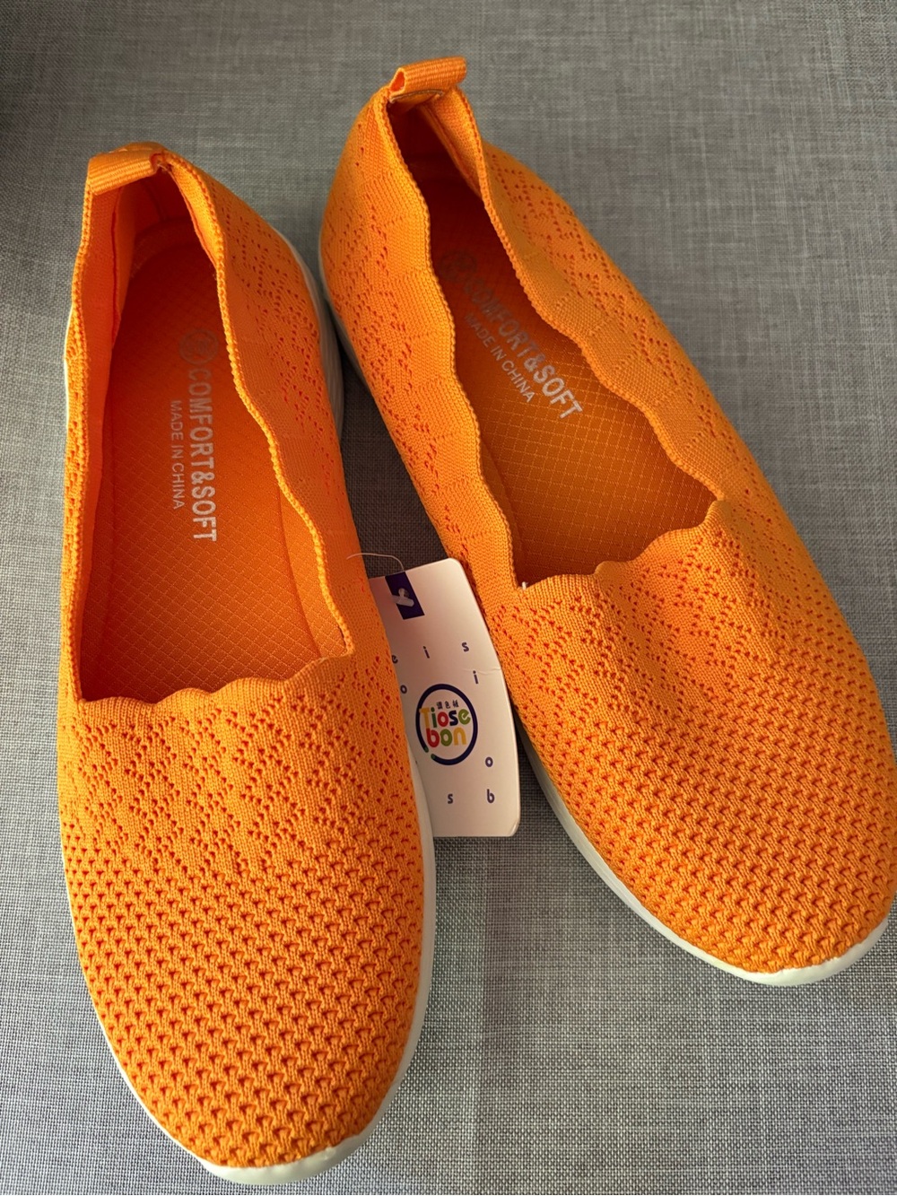 TIOSEBON Women's Knit Slip-On Walking Shoes Bright Orange 39.5 NWT’s